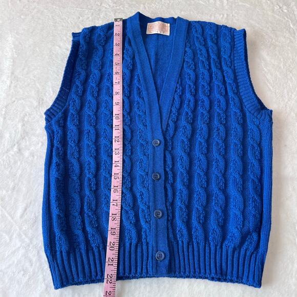 Pendleton Vintage Royal Blue Wool Cable Knit Sweater Vest Women's SZ Medium USA - Picture 4 of 7